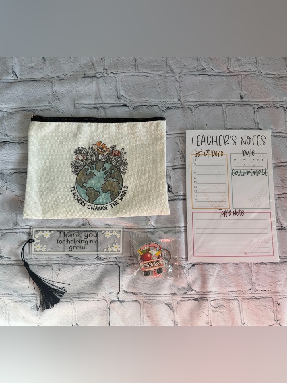 Teachers Change The World Canvas Pouch - Earth Floral Design